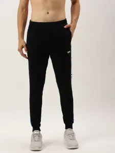 Flying Machine Men Black Solid Joggers with Printed Detail