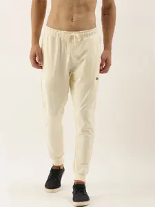 Flying Machine Men Off White Solid Straight-Fit Joggers
