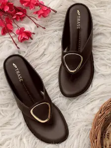 TRASE Women Brown Embellished Sandals