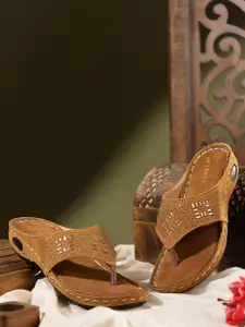 TRASE Women Embellished Ethnic T-Strap Flats