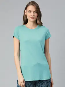Van Heusen Women Sea Green Solid Lounge T-shirt