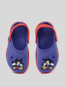 toothless Boys Blue & Red Disney Mickey Mouse Applique Detail Clogs