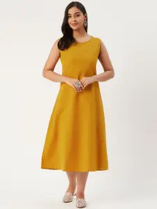 Molcha Women Mustard Yellow Solid A-Line Dress