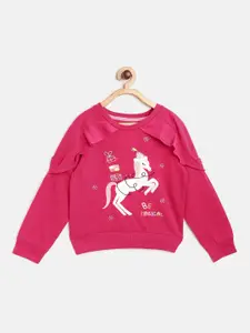 Nauti Nati Girls Pink & White Embroidered Sweatshirt With Sequinned Detail