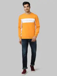Park Avenue Men Orange & White Printed Sweatshirt
