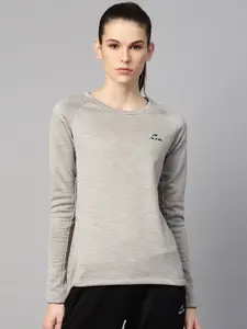 Alcis Women Grey Melange Solid Sweatshirt