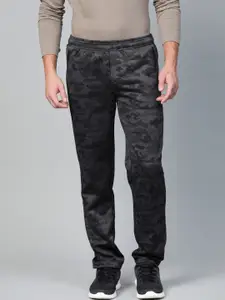 Alcis Men Black & Charcoal Grey Camouflage Print Track Pants