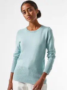 DOROTHY PERKINS Women Blue Petite Sustainable Solid Pullover Sweater