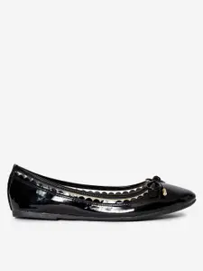 DOROTHY PERKINS Women Black & Transparent Solid Ballerinas with Bow Detail