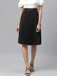 Ives Black Accordion Pleated Flared Skirt