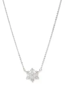 GIVA 925 Sterling Silver Rhodium Plated Snowflake Necklace