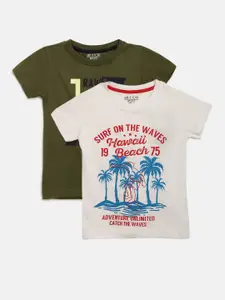 Gini and Jony Boys Pack of 2 Printed Round Neck T-shirts