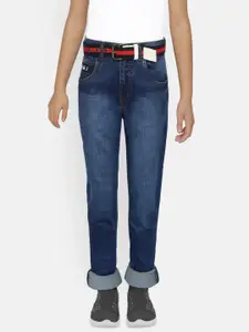 Gini and Jony Boys Blue Slim Fit Mid-Rise Clean Look Stretchable Jeans With Belt