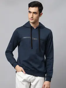 Park Avenue Men Navy Blue Slim Fit Solid Hooded Sweatshirt