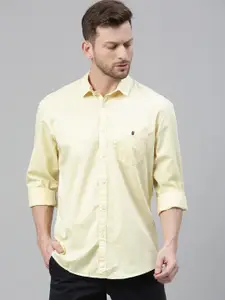 Louis Philippe Jeans Men Yellow Regular Fit Solid Casual Shirt
