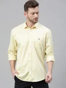 Louis Philippe Jeans Men Yellow Regular Fit Solid Casual Shirt