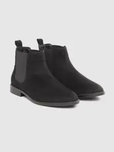 Carlton London Women Black Solid Mid-Top Flat Boots