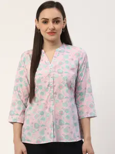 ZIZO By Namrata Bajaj Women Pink & Green Floral Print Shirt Style Top