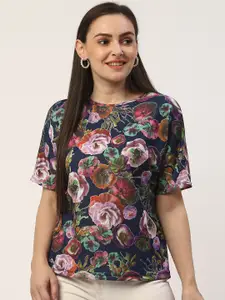 ZIZO By Namrata Bajaj Women Navy & Pink Floral Print Top