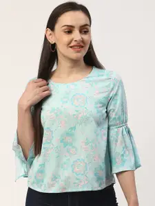 ZIZO By Namrata Bajaj Women Blue & Pink Floral Print Top