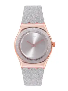 Swatch Women Silver-Toned Sparkle Water Resistant Analogue Watch YLG145