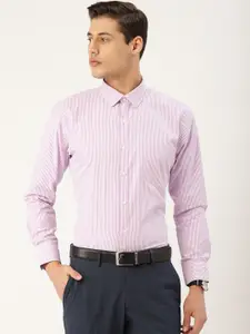 Style Quotient Men Purple & White Striped Formal Shirt