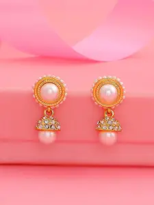 Estele White & Gold Circular Drop Earrings