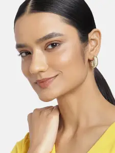 Estele Gold-Plated & White Classic Hoop Earrings