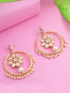 Estele White & Gold-Toned Circular Drop Earrings