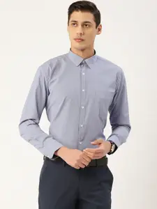 Style Quotient Men Blue & White Checked Smart Formal Shirt
