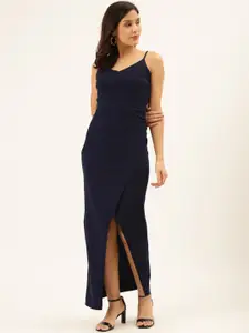 Trend Arrest Women Navy Blue Solid Maxi Bodycon Dress
