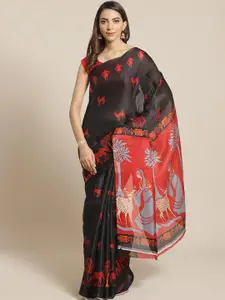 KALINI Black & Red Printed Saree