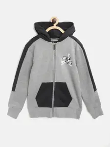 Jordan Grey Melange & Black Colourblocked Jumpman Classics Print Detail Hooded Sweatshirt