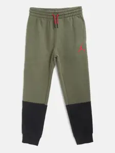 Jordan Boys Olive Green & Black Jumpman Air Fleece Track Pants