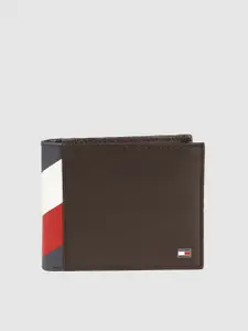 Tommy Hilfiger Men Brown Solid Leather Two Fold Wallet