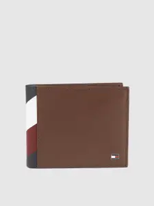 Tommy Hilfiger Men Tan Brown Solid Leather Two Fold Wallet