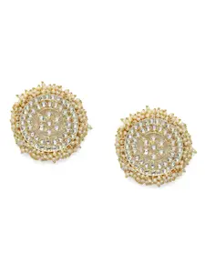 Zaveri Pearls Gold-Toned Kundan Studded Circular Drop Earrings