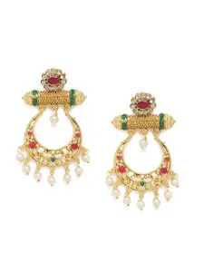 Zaveri Pearls Gold-Toned Classic Drop Earrings
