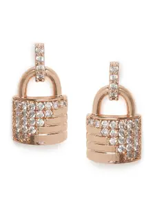 Zaveri Pearls Rose Gold-Toned Cubic Zirconia Studded Contemporary Studs
