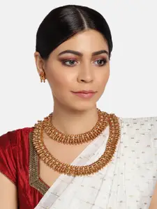 Zaveri Pearls Gold Plated Set of 2 Necklace & Earrings