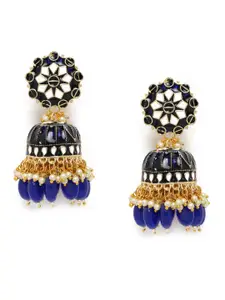Zaveri Pearls Gold-Toned & Blue Dome Shaped Jhumkas