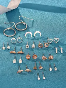 Zaveri Pearls Set of 16 Contemporary Earrings