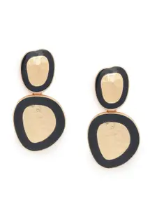 Zaveri Pearls Gold-Toned & Black Contemporary Drop Earrings
