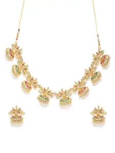 Zaveri Pearls Gold-Plated Peacock Design Necklace & Earring Set
