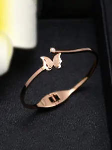 Yellow Chimes Rose Gold-Plated Cuff Bracelet