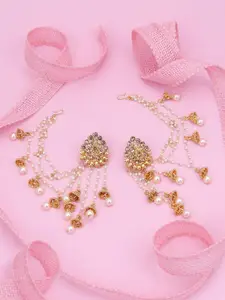 Sukkhi Gold-Toned & White Circular Drop Earrings