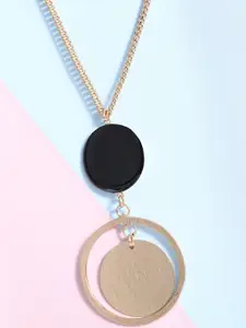 Carlton London Black Gold-Plated Enamelled Necklace