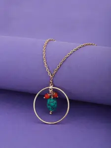 Carlton London Turquoise Blue & Red Gold-Plated Beaded Necklace