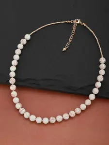 Carlton London Off-White & Gold-Toned Beaded Necklace