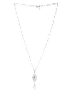 Carlton London Silver-Toned & White Rhodium-Plated Stone-Studded Beaded Necklace